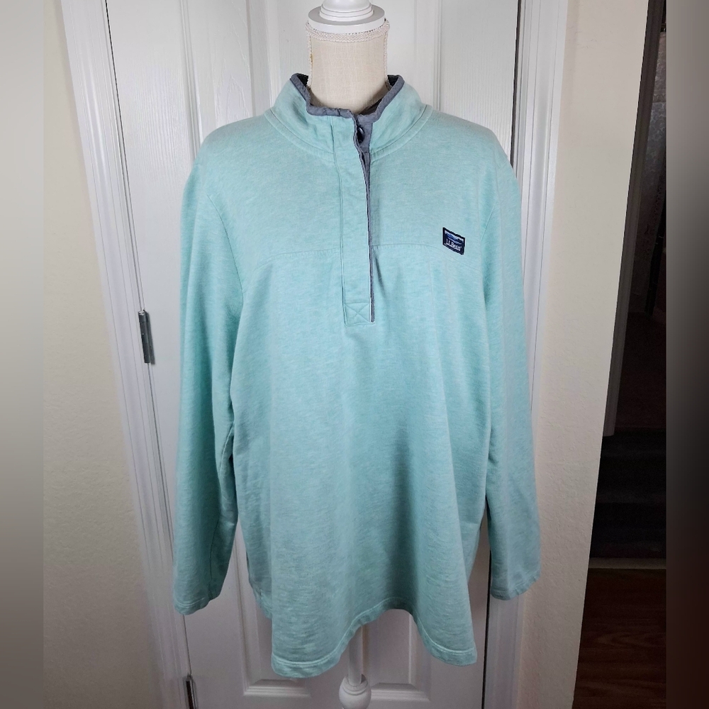 Vintage L.L.Bean 1/4 Button    Down Teal Green Sweatshirt Size 3X Plus